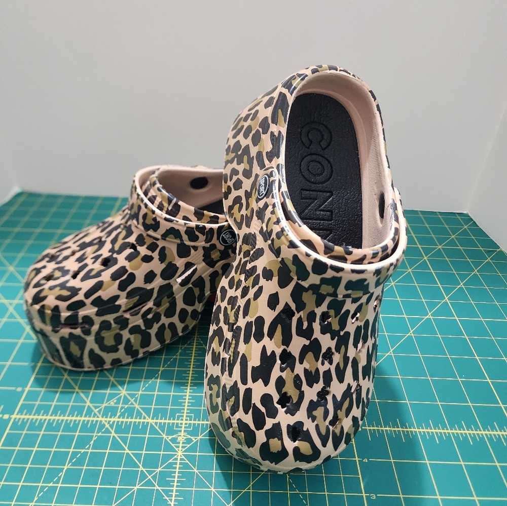 Leopard Print Platform Clogs